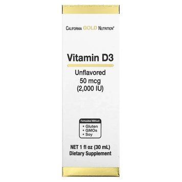 California Gold Nutrition, вітамін D3 (без добавок), 2000 МО, 30 мл CGN-02115 фото