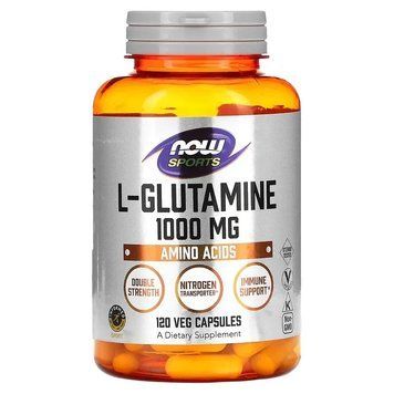 NOW Foods, Sports, L-глутамін, подвійна сила, 1000 мг, 120 вегетаріанських капсул NOW-00094 фото