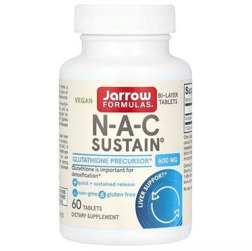 Jarrow Formulas, N-A-C Sustain, N-ацетилцистеїн, 600 мг, 60 таблеток JRW-07707 фото
