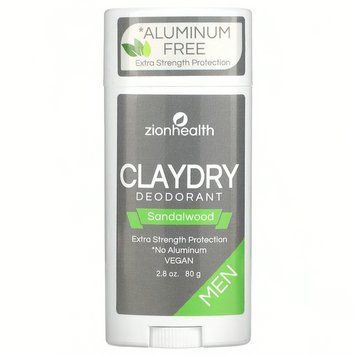 Zion Health, ClayDry, чоловічий дезодорант, сандалове дерево, 80 г ZIO-10238 фото