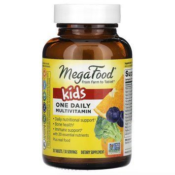 MegaFood, Kids One Daily, мультивітаміни для дітей для прийому раз на день, 30 таблеток MGF-10179 фото