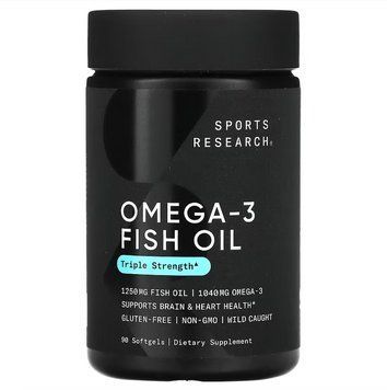 Sports Research, риб&rsquo;ячий жир з омега-3, потрійна сила, 1250 мг, 90 капсул SRE-01183 фото