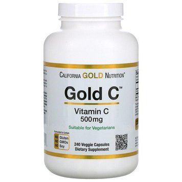 California Gold Nutrition, Gold C, вітамін C, 500 мг, 240 вегетаріанських капсул CGN-00934 фото