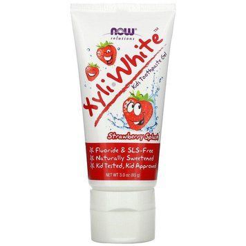 Now Foods, XyliWhite, зубна паста-гель для дітей, без фторидів, полуничний смак, 85 г NOW-08097 фото