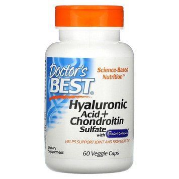 Doctor's Best, BioCell Collagen, гіалуронова кислота та хондроїтинсульфат, 60 вегетаріанських капсул DRB-00146 фото