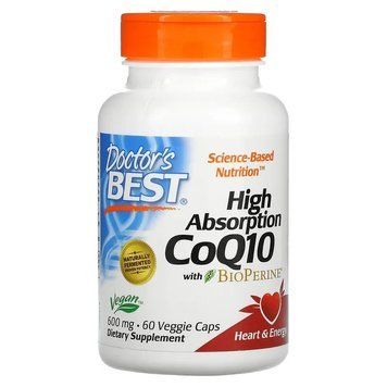 Doctor's Best, коензим Q10 з високою засвоюваністю й комплексом BioPerine, 600 мг, 60 вегетаріанських капсул DRB-00264 фото