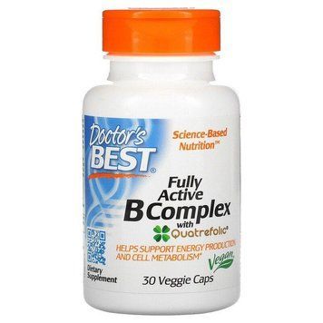 Doctor's s Best, комплекс активних вітамінів B з Quatrefolic, 30 капсул вегетаріанських DRB-00299 фото
