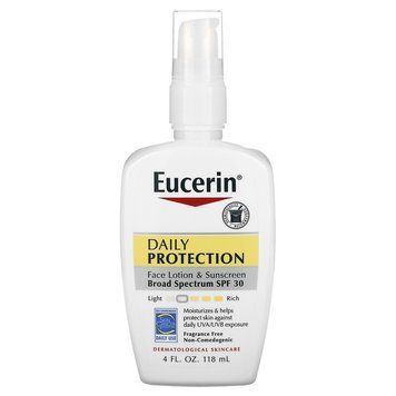 Eucerin, щоденний сонцезахисний лосьйон для обличчя, SPF 30, без запашника, 118 мл EUC-63429 фото