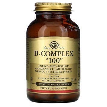 Комплекс вітамінів групи B &laquo;100&raquo;, B-Complex 100, Solgar, 100 капсул вегетаріанських SOL-01150 фото