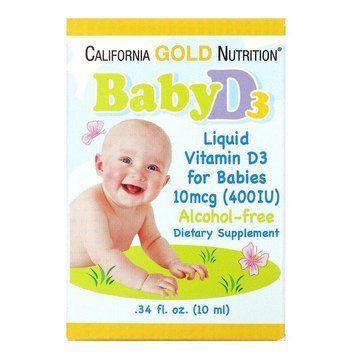 California Gold Nutrition, вітамін D3 в краплях для дітей, Baby D3, 400 МО, 10 мл CGN-01034 фото