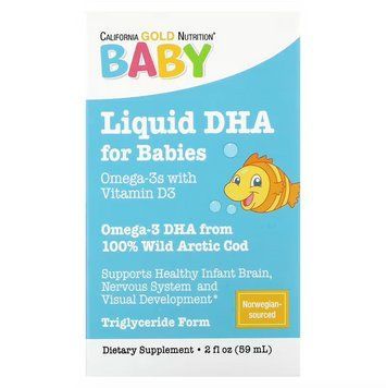 California Gold Nutrition, ДГК для дітей, омега-3 жирні кислоти з вітаміном D3, 1050 мг, 59 мл CGN-00871 фото