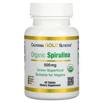 California Gold Nutrition, органічна спіруліна, 1500 мг, 60 таблеток (500 мг у таблетці) CGN-01175 фото