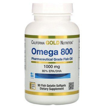 California Gold Nutrition, омега-800, ультраконцентрований риб&rsquo;ячий жир із омега-3, у формі тригліцеридів kd-pur, 1000 мг, 90 капс CGN-01266 фото