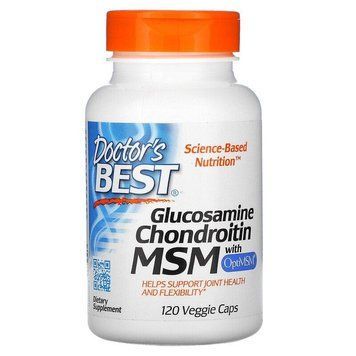Doctor's Best, глюкозамін, хондроїтин і МСМ з OptiMSM, 120 вегетаріанських капсул DRB-00080 фото