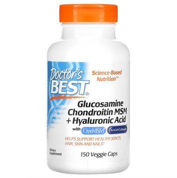 Doctor's Best, глюкозамін, хондроїтин і МСМ з гіалуроновою кислотою, 150 вегетаріанських капсул DRB-00271 фото