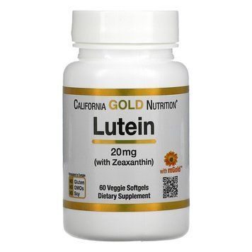 California Gold Nutrition, лютеїн із зеаксантином, 20 мг, 60 рослинних капсул CGN-01408 фото