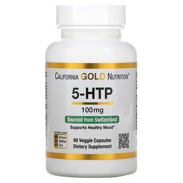 California Gold Nutrition, 5-HTP (5-гідрокситрипфан), 100 мг, 90 вегетаріанських капсул CGN-01173 фото