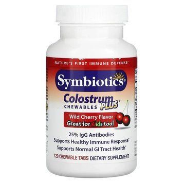 Symbiotics, Colostrum Plus, молозиво, зі смаком вишні, 120 жувальних таблеток SYM-01013 фото
