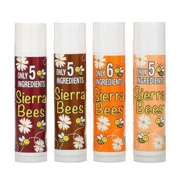 Sierra Bees, набір органічних бальзамів для губ, 4 штуки, вага: 4,25 г (0,15 унції) кожен MBE-01149 фото