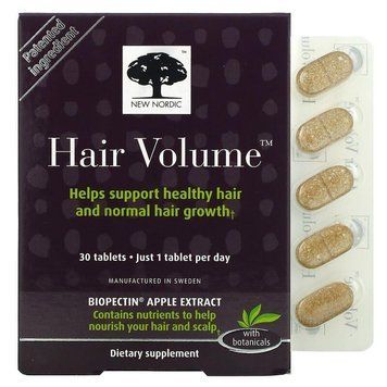 Нью-Нордик УС Інк, Hair Volume, засіб для росту й об'єму волосся, з рослинними інгредієнтами, 30 таблеток NNO-74711 фото