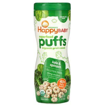 Happy Family Organics, Колічки із суперпродуктів, органічна злакова закуска, капуста та шпинат, 60 г (2,1 у HAP-00120 фото