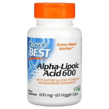 Doctor's Best, альфа-ліпоєва кислота 600, 600 мг, 60 веганських капсул DRB-00133 фото