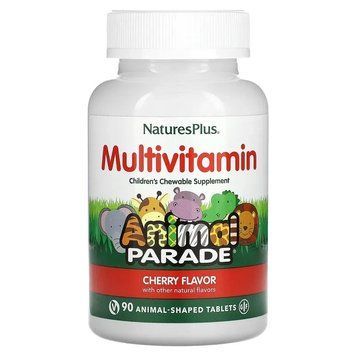 NaturesPlus, Source of Life, Animal Parade Gold, мультивітаміни з мікроелементами для дітей, вишня, 90 таблеток NAP-29970 фото