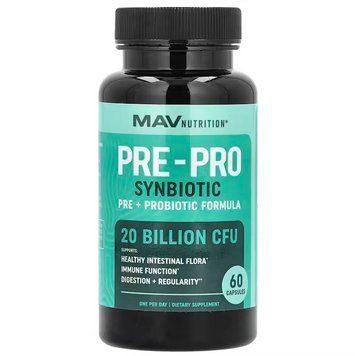 MAV Nutrition, Pre-Pro, пребіотик + пробіотик, 60 рослинних капсул MVN-27314 фото