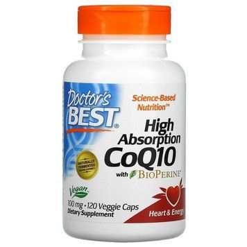 Doctor's s Best, коензим Q10 з високим ступенем всмоктування, з BioPerine, 100 мг, 120 капсул вегетаріанських DRB-00188 фото