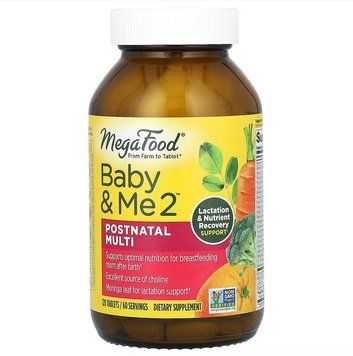 MegaFood, Baby & Me 2, мультивітаміни для періоду після пологів, 120 таблеток MGF-10430 фото
