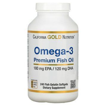 California Gold Nutrition, омега-3, риб&rsquo;ячий жир преміальної якості, 240 риб&rsquo;ячих желатинових капсул CGN-01330 фото