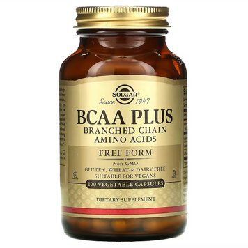 Solgar, BCAA Plus, BCAA у вільній формі, 100 веганських капсул SOL-00196 фото