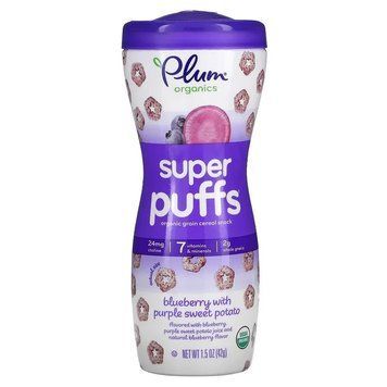 Plum Organics, Super Puffs, снек з органічних злаків, лохина та фіолетовий батат, 42 г PLO-00013 фото