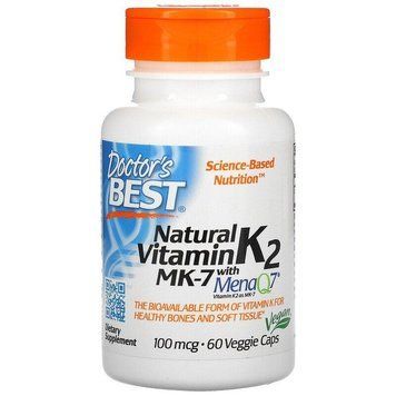 Doctor's Best, натуральний вітамін К2 МК-7 з MenaQ7, 100 мкг, 60 рослинних капсул DRB-00334 фото