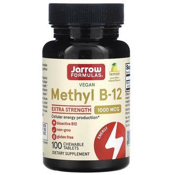 Jarrow Formulas, метил B12, зі смаком лимона, 1000 мкг, 100 жувальних пастилок JRW-18001 фото