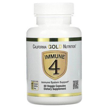 California Gold Nutrition, Immune 4, засіб для зміцнення імунітету, 60 вегетаріанських капсул CGN-01842 фото