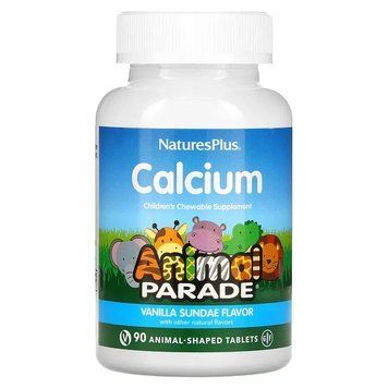 NaturesPlus, Source of Life, Animal Parade, кальцій, дитяча жувальна добавка з натуральним смаком ванільного морозива, 90 таблеток NAP-29996 фото