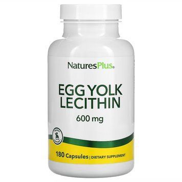 NaturesPlus, лецитин із яєчного жовтка, 600 мг, 180 капсул (300 мг у капсулі) NAP-04173 фото