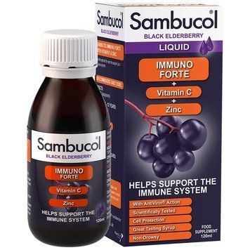 Sambucol, Immuno Forte Liquid, сироп чорна бузина, вітамін С та цинк для дорослих та дітей, 120 мл SBL-2022-10-2764 фото