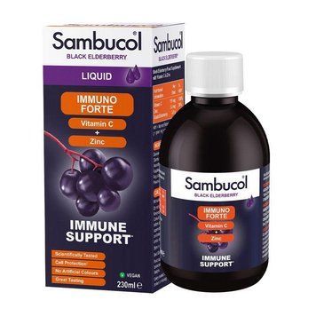 Sambucol, Immuno Forte Liquid, сироп чорна бузина, вітамін C і цинк для дорослих і дітей, 230 мл SBL-2022-10-2765 фото