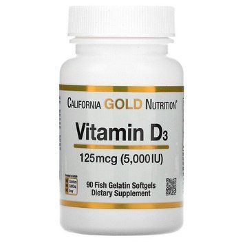 California Gold Nutrition, вітамін D3, 125 мг (5000 МО), 90 капсул з риб&rsquo;ячого желатину CGN-01065 фото