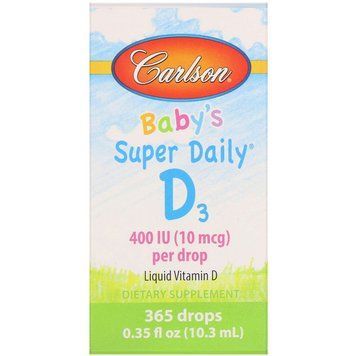 Carlson Labs, Super Daily, вітамін D3 для дітей, 10 мкг (400 МО), 10,3 мл CAR-01250 фото