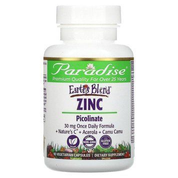 Paradise Herbs, Earth's Blend, цинк, піколінат, 90 вегетаріанських капсул PAR-77891 фото