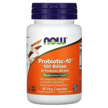 Ow Foods, Probiotic-10, відновлення, 100 млрд., 30 капсул вегетаріанських NOW-02931 фото
