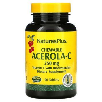 NaturesPlus, Ацерола-С, жувальні таблетки, 250 мг, 90 таблеток NAP-02450 фото