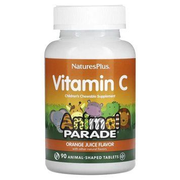 NaturesPlus, Source of Life, Animal Parade, вітамін C, з натуральним смаком апельсинового соку, 90 таблеток у формі тварин NAP-29998 фото