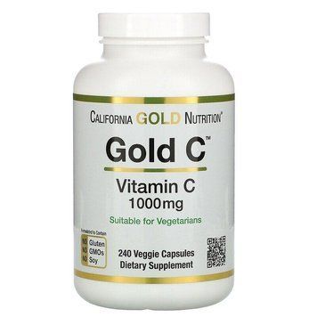 California Gold Nutrition, Gold C, вітамін C, Vitamin C 1000 мг, 240 капсул вегетаріанських CGN-00932 фото