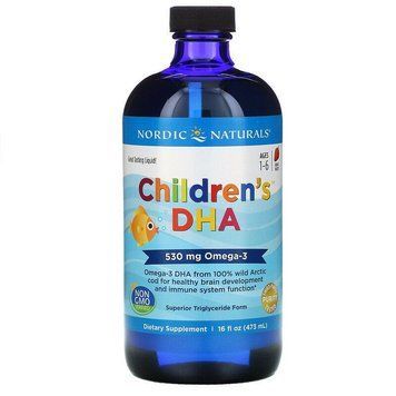 Nordic Naturals, children's DHA, полуниця, для дітей у віці від 1 року до 6 років, 530 мг, 473 мл NOR-02724 фото