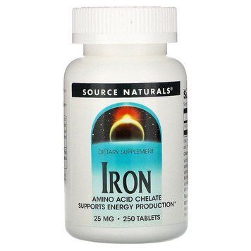 Source Naturals, Залізо, 25 мг, 250 таблеток SNS-00313 фото