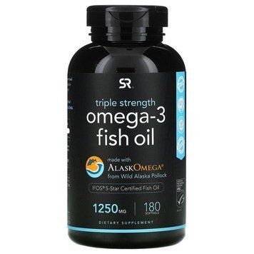 Sports Research, риб'ячий жир з омега-3, потрійна сила, 1250 мг, 180 капсул SRE-01050 фото